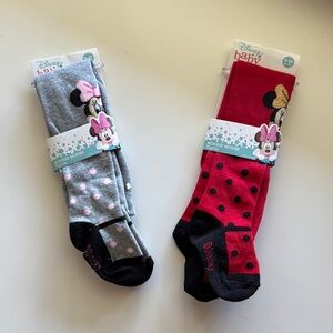 Disney Minnie Mouse Kids Socks - Gray and Red